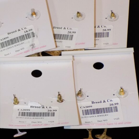 New $103 Lot 5 Pairs Canvas Style Beaded Dangle Heart Love Fun Earrings Bundle - Picture 5 of 6